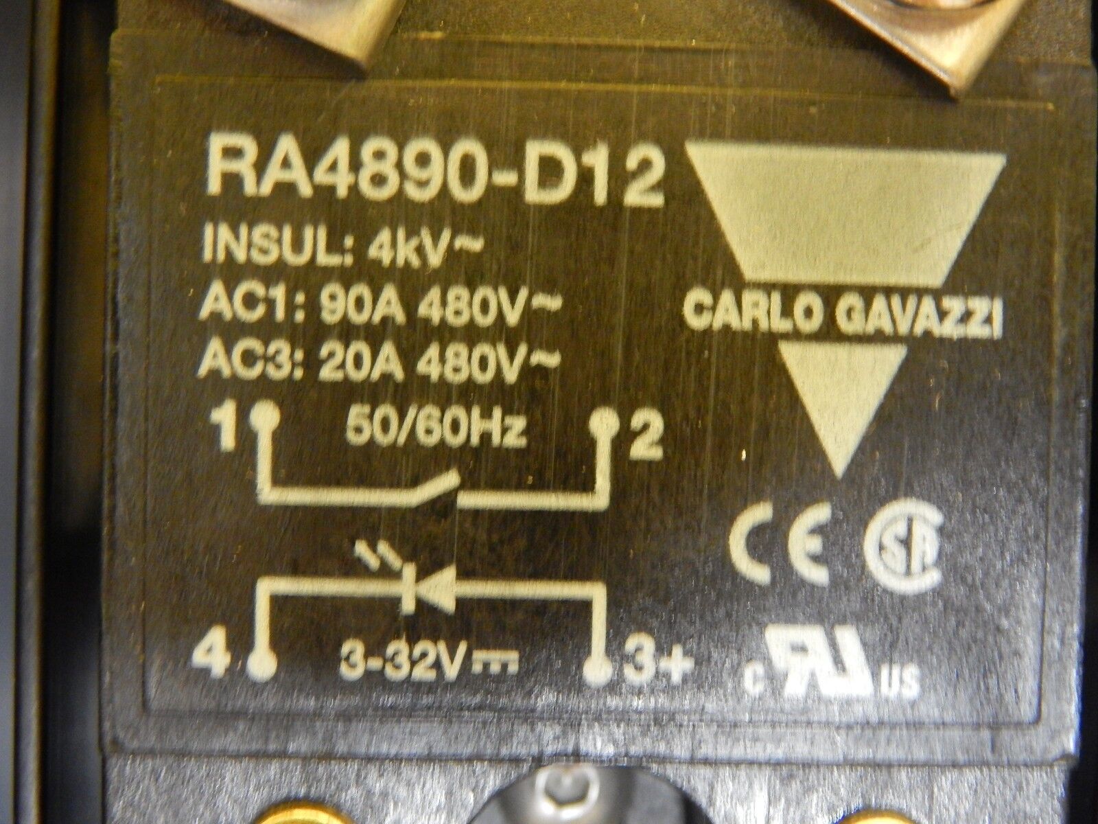 Carlo Gavazzi SSRM2.2 Relay Assembly RA4890-D12 90A @ 480VAC Used Working